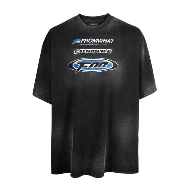 파프롬왓 Far washed logo t 블랙 1사이즈