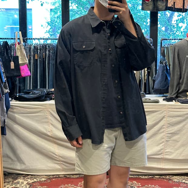 XL) Wrangler 랭글러 투포켓 워크웨어 코튼 셔츠 블랙