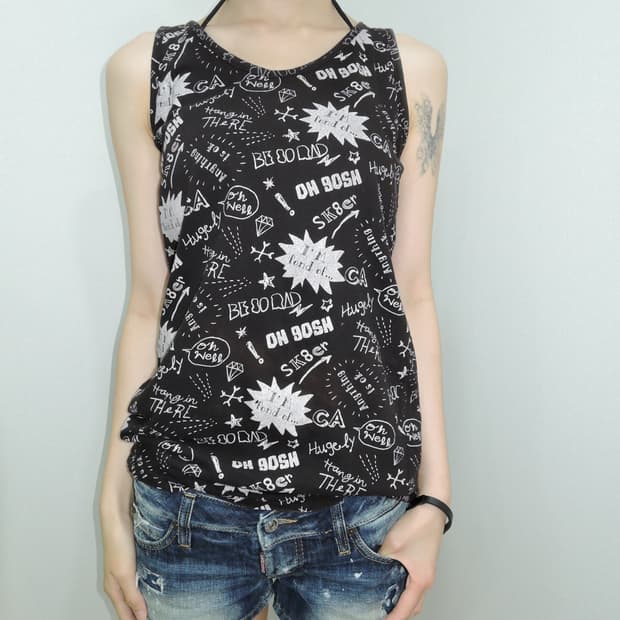 Skater Doodle Graphic Tank Top