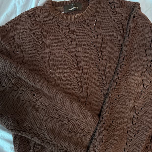 STU Y커팅 니트 브라운 OS