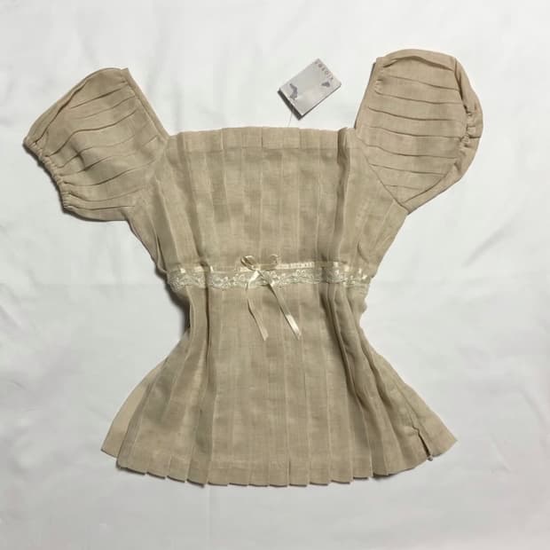 일본 빈티지 반팔 퍼프 아이보리 블라우스 로맨틱 히메갸루 달천깔 소죠