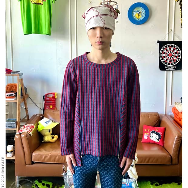 SHINNOSUKE by PETER 3D Stripe Denim Top