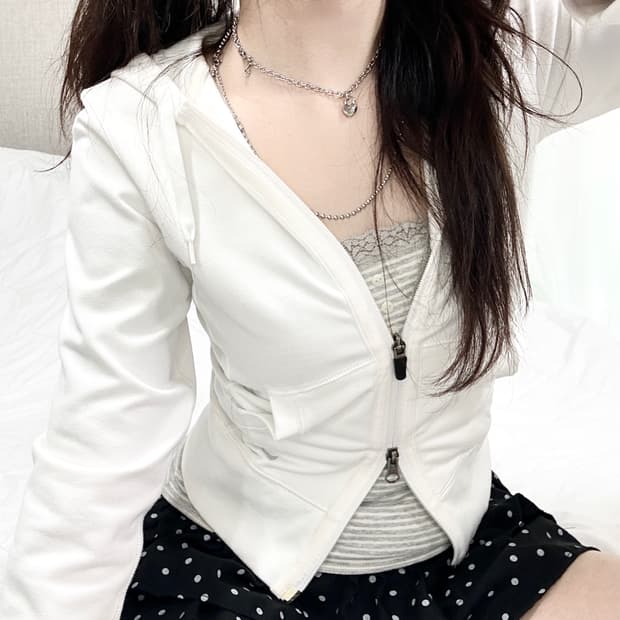 나이키 스우시 화이트 투웨이 후드집업