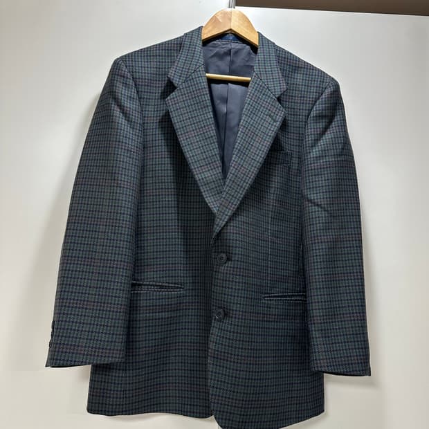 빈티지 체크 울100자켓