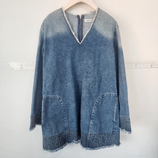 럭키슈에뜨 데님 롱 셔츠 원피스