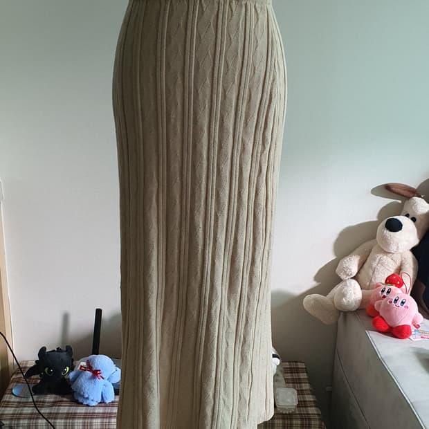 [모리걸] 니트 롱 스커트 베이지 FREE