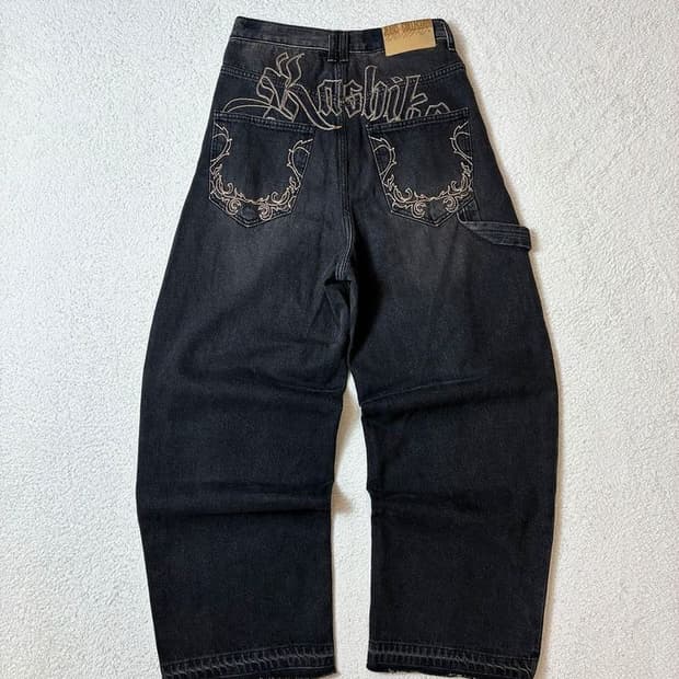 카시코 Kashiko 엠브로이드 논페이드 데님 팬츠 PN6867