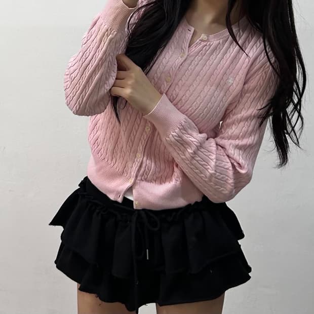 폴로 랄프로렌 베이비핑크 케이블 니트 가디건