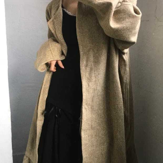 Burberry 버버리 아이리쉬 트위드 논카라 러플 코트