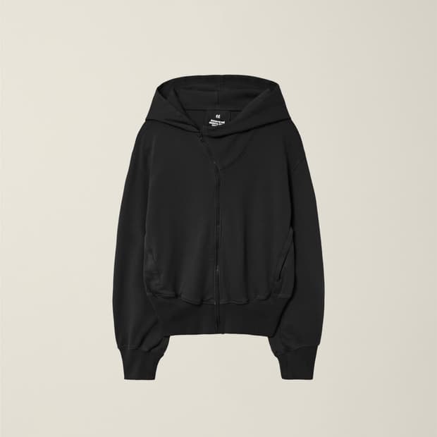 GARMENT DYED CURVED HOODED ZIP JACKET