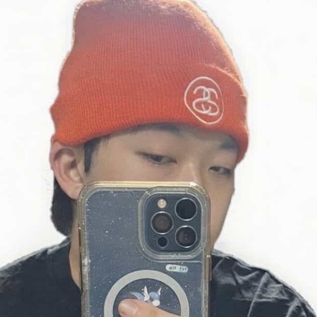 스투시 형광 오렌지 비니