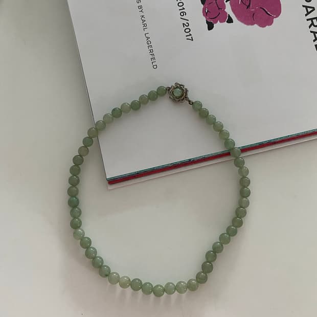일본수입 연그린 스톤 비즈 목걸이