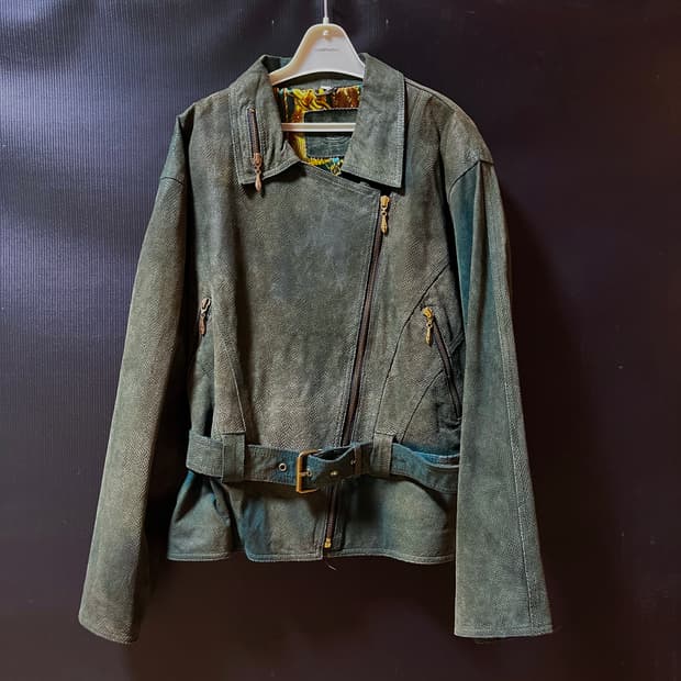 90s 이태리 메이드 라이더 자켓 파이톤 엠보싱