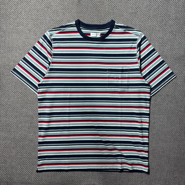 POP TRADING COMPANY 반팔 네이비/민트 스트라이프 M