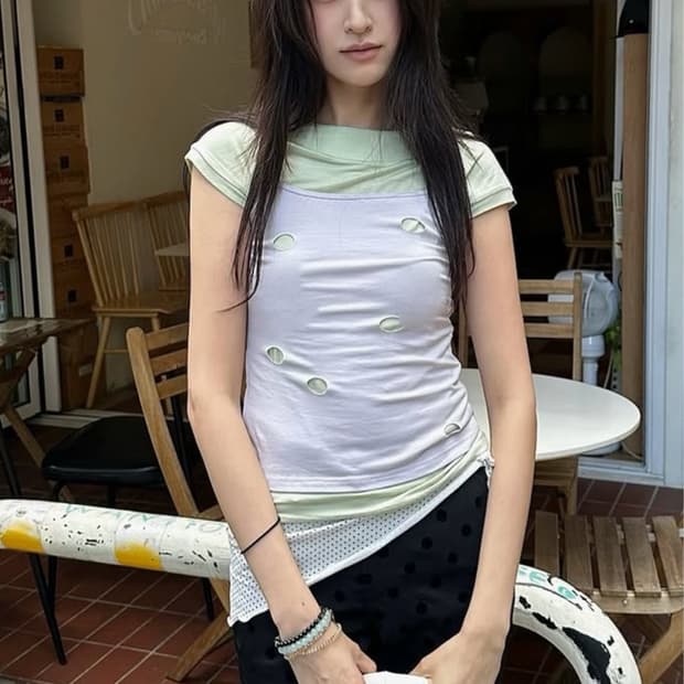 마조네 나시탑 홀디테일 화이트메란지