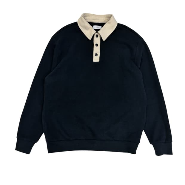 TNGT 네이비 세미오버 핏 카라 니트