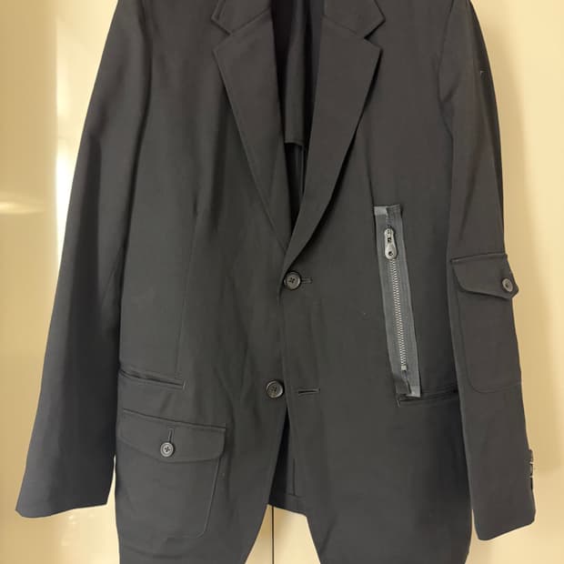  요지야마모토 뿌르옴므 17SS 비대칭 테일러드 불랙 자켓