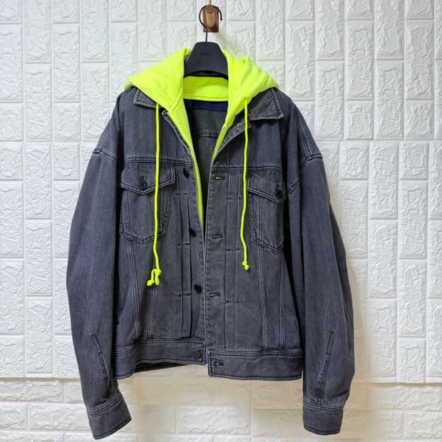 준지 형광 후드 흑청자켓(46