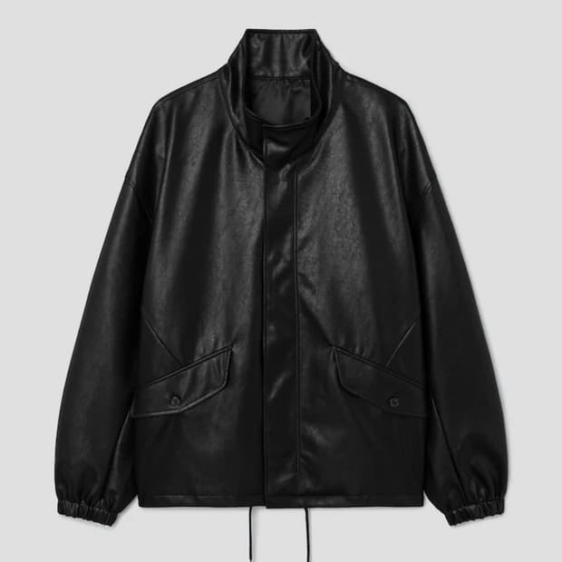 에잇세컨즈 블랙 레더 자켓