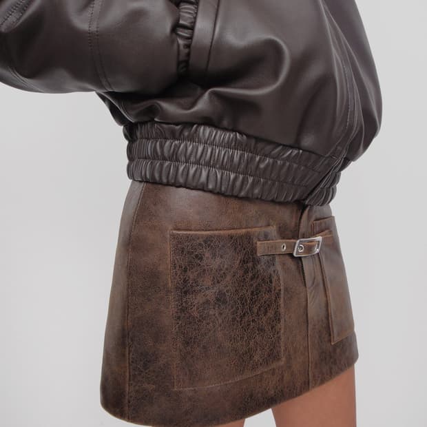 [S,L]기마구아스 Annamaria 레더 스커트