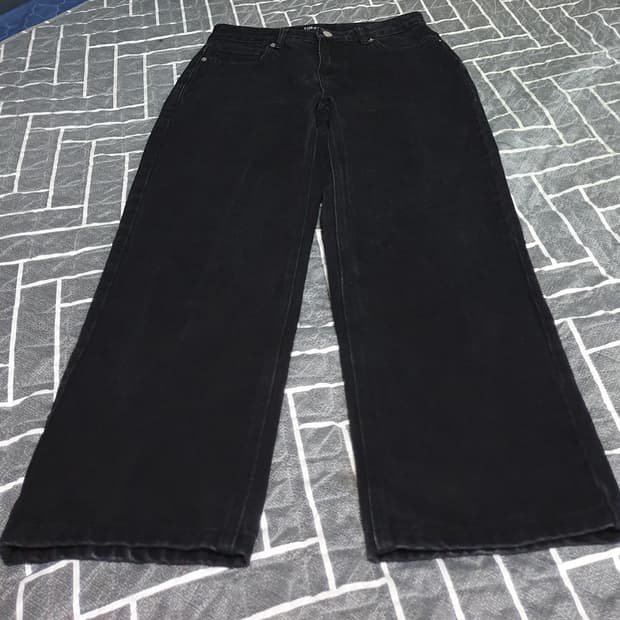 토피 세미와이드 데님팬츠 흑청 (M)