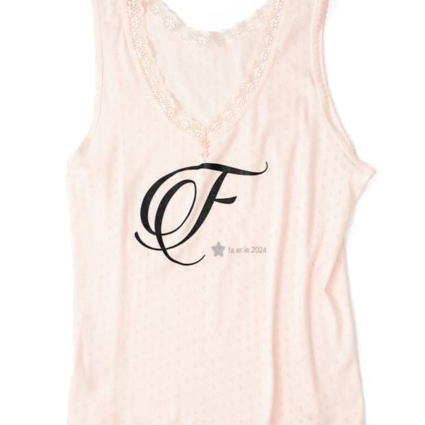 F letter lace sleeveless light pink