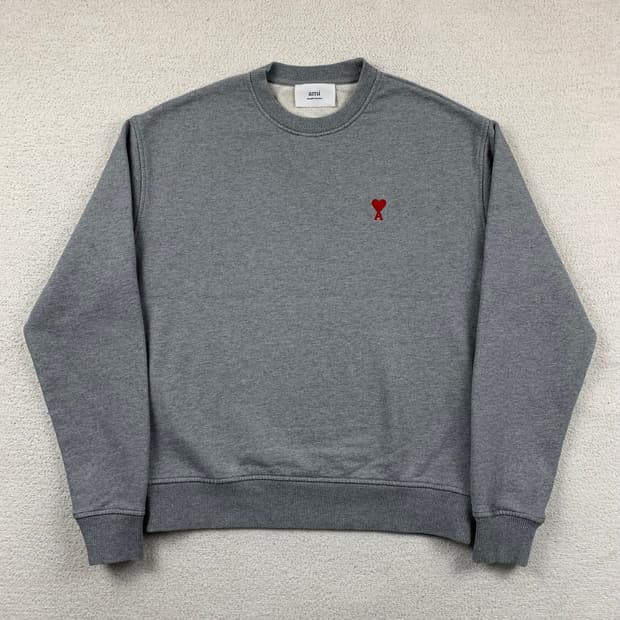 22SS 아미 스몰 하트 로고 크루넥 스웻셔츠 맨투맨 그레이