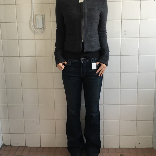 Woolen knit high neck zip up