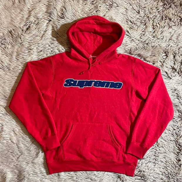 17SS Supreme Chenille Arc Logo Hood 슈프림