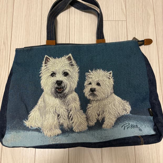 띵크비 강아지 자가드 백