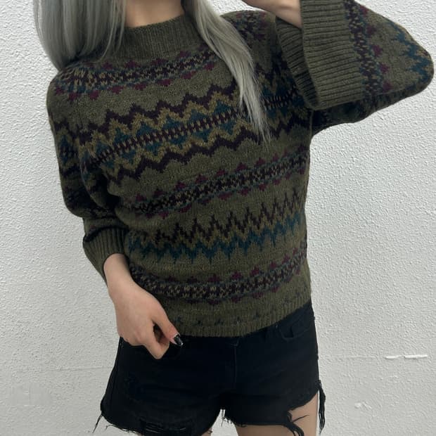 폴로 랄프로렌 에스닉패턴 카키 니트 S