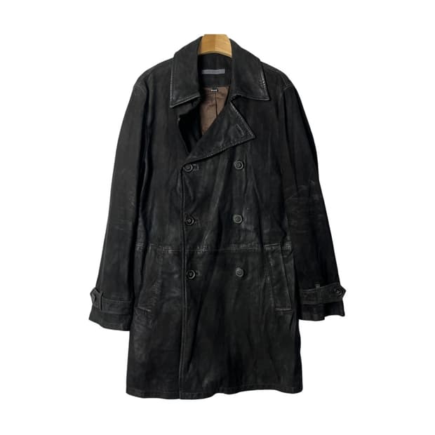 [John Varvatos] 고트 스웨이드 더블 브레스트 트렌치코트