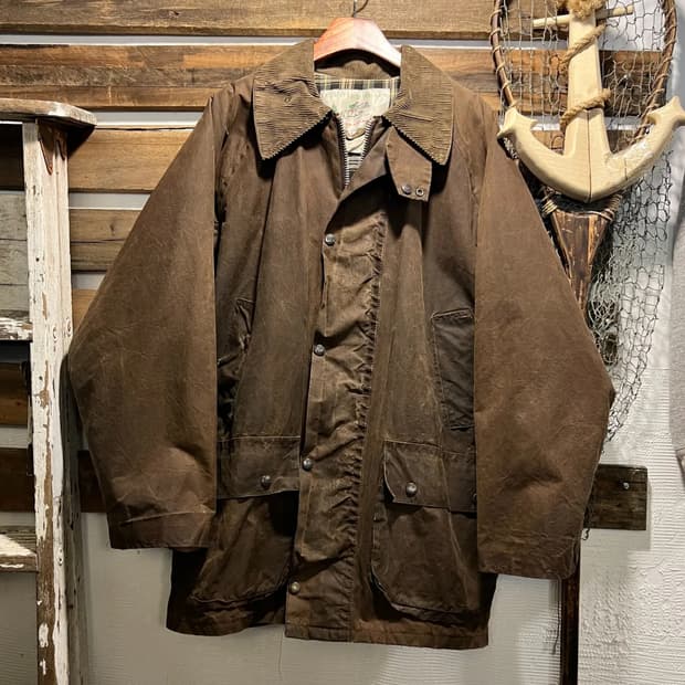 [L]Country Wear 영국제 체크 라이닝 다크 브라운 왁스 자켓