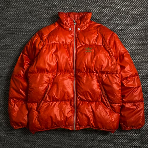 00s 아디다스 트레포일 올드스쿨 유광 패딩 오렌지o 4266