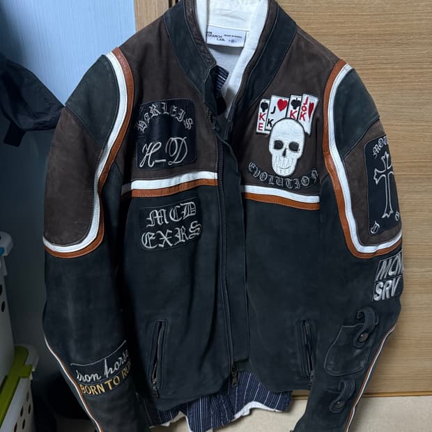 90년대 바이커 레더 자켓 XL