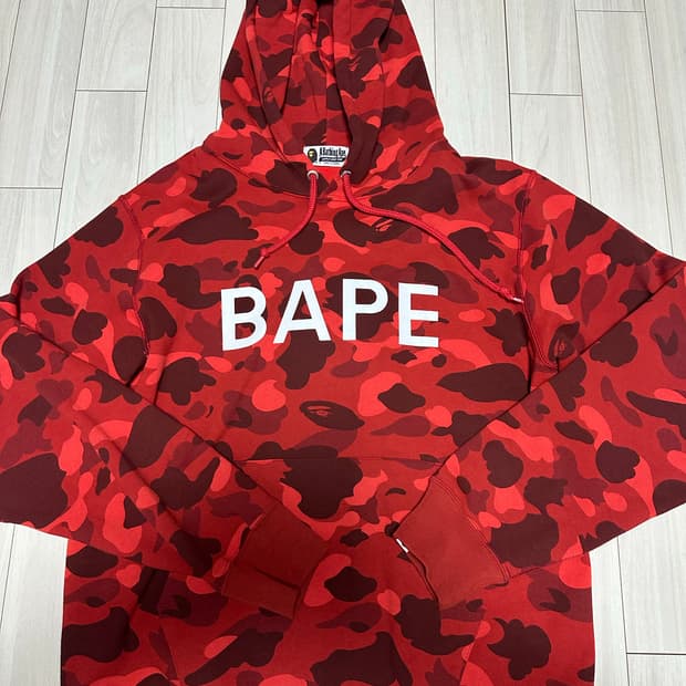 베이프 레드 카모 후드티 XL
