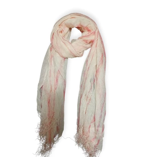 모리걸 핑크 스트라이프 실크스카프 