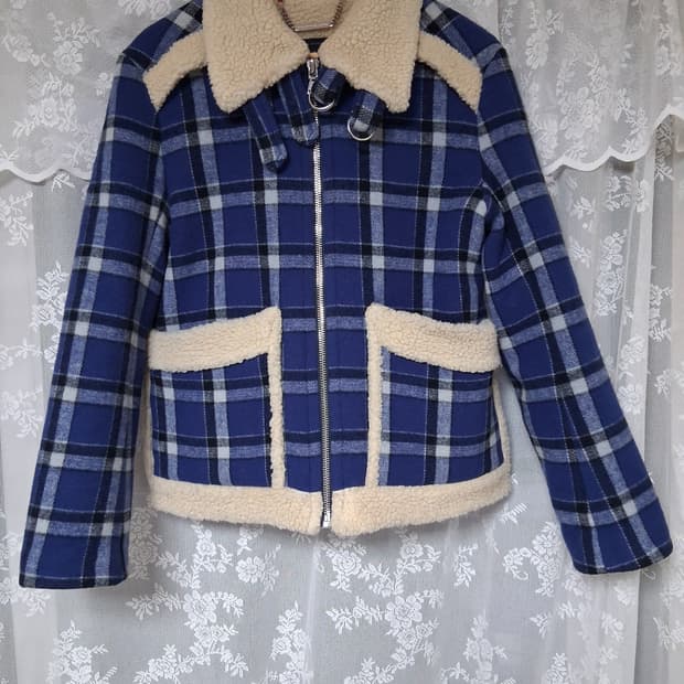 마이클제이콥스양모블루체크무스탕