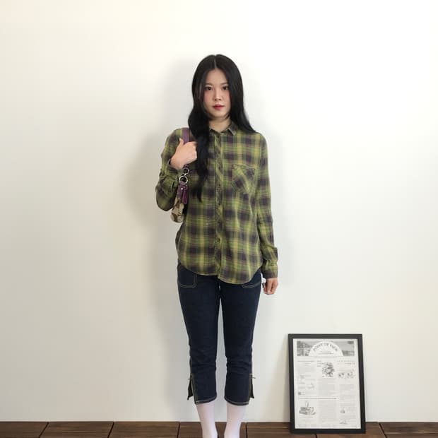 Bdg Green Cotton Checked Shirts