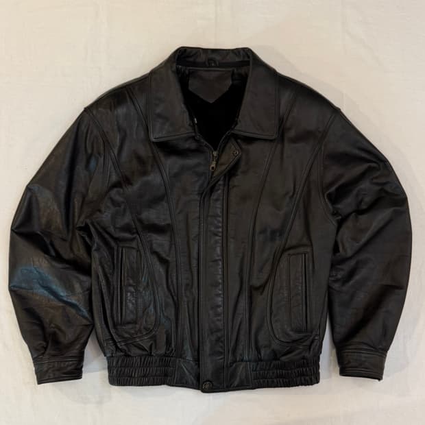 빈티지 카우레더 소가죽 봄버자켓 블랙
