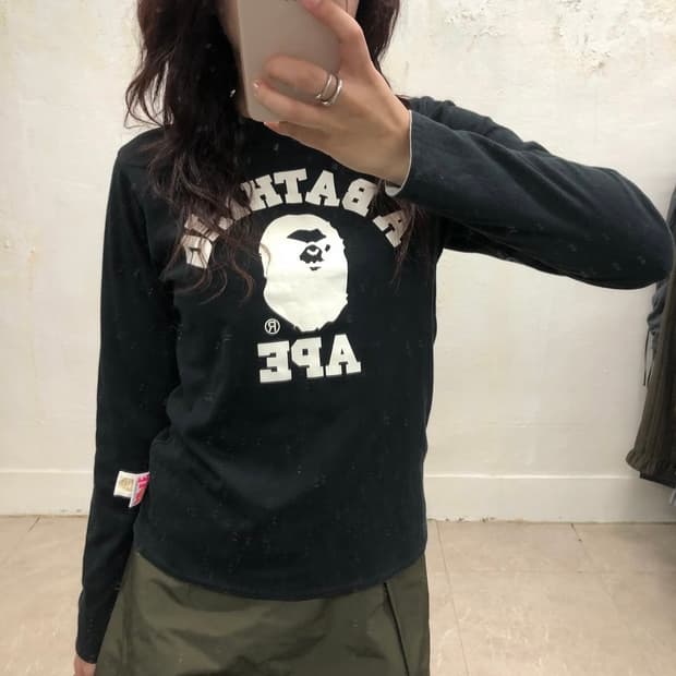 딱붙핏 베이프 양면 롱슬리브 티셔츠