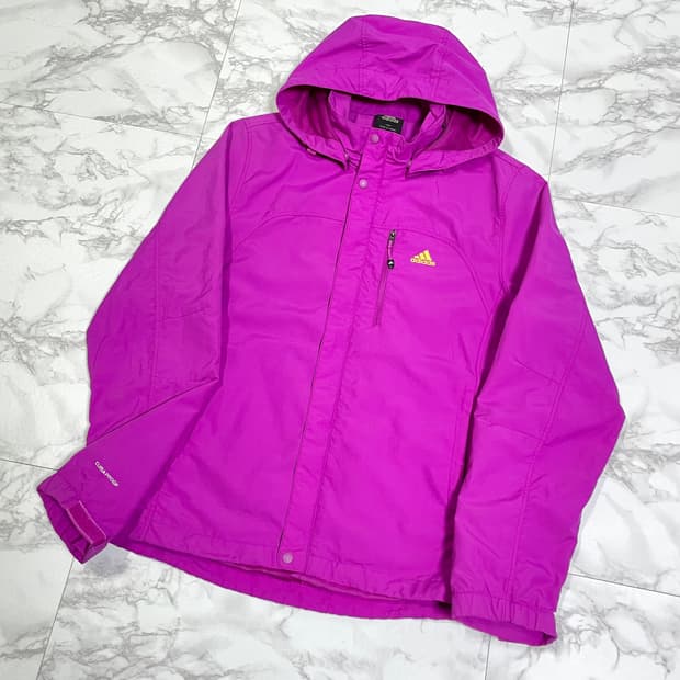 L 아디다스 삼선로고 퍼플 바람막이