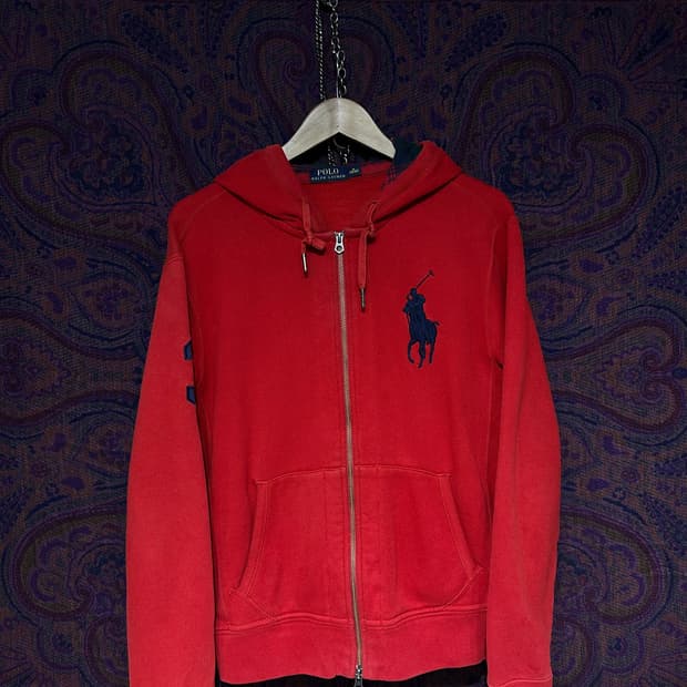 폴로 랄프로렌 레드 빅포니 기모 후드집업