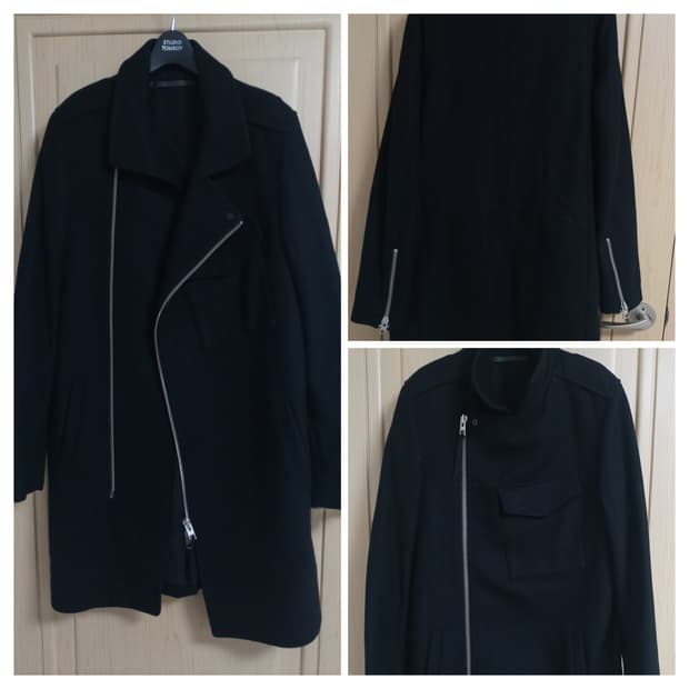 ALLSAINTS 울 코트 블랙 사선 지퍼