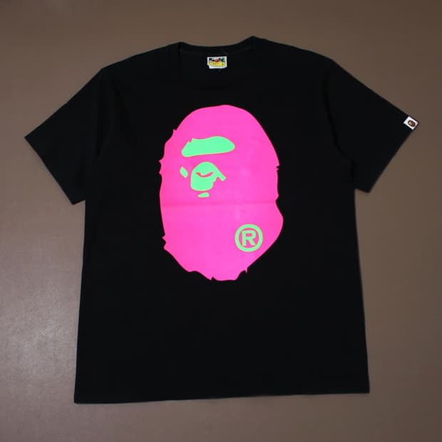 Bape 베이프 빅 사루 헤드 반팔 티셔츠 블랙 핑크
