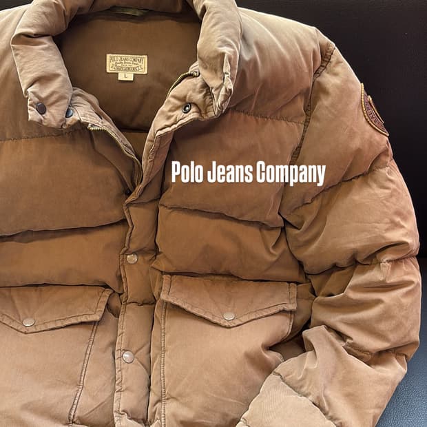 Polo Jeans Co 덕다운 가죽 패치 패딩