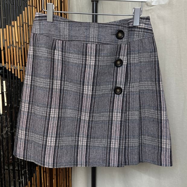 check mini wrap skirt