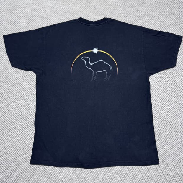 (XL) 9Os 빈티지 카멜 프로모 이클립스 포켓 티셔츠