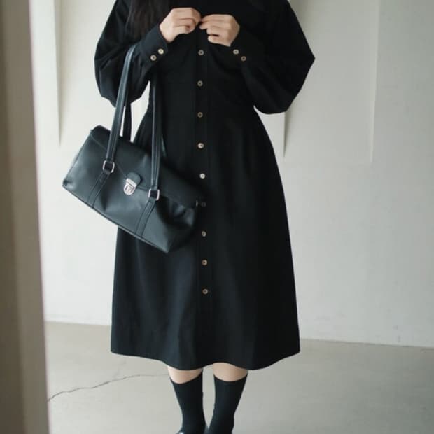 한땀한땀 가담 저고리셔츠원피스 블랙 s
