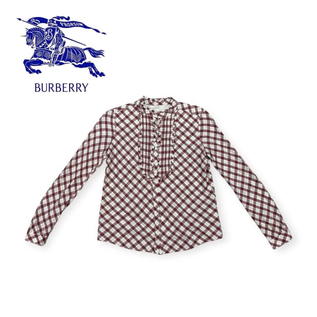 [ 38 ] 버버리 블루라벨 체크 프릴 블라우스
